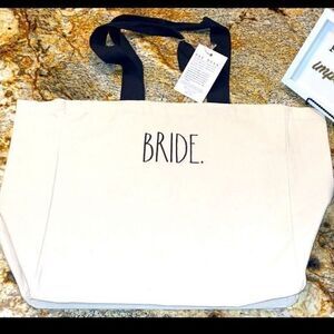 RAE DUNN BRIDE Large Canvas Tote 22x16 NWT also have BRIDESMAID 💙